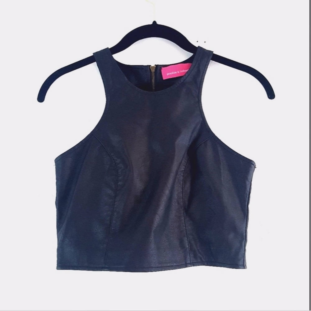 Pookie & Sebastian • Faux Leather Crop Top